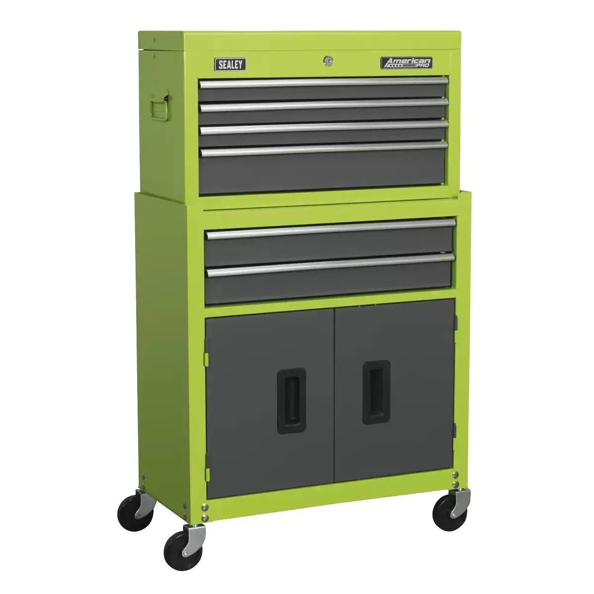Sealey Ap2200bbhv 6 Drawer Topchest & Rollcab Combination With Ball-Bearing Slides Green/Grey 2