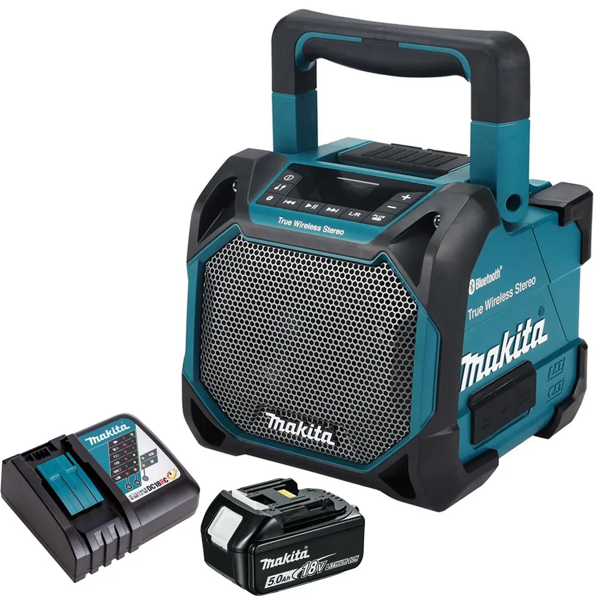 Makita Dmr203 12Vmax - 18V / Cxt - Lxt Jobsite Bluetooth Speaker With 1 X 5.0Ah Battery & Charger 1