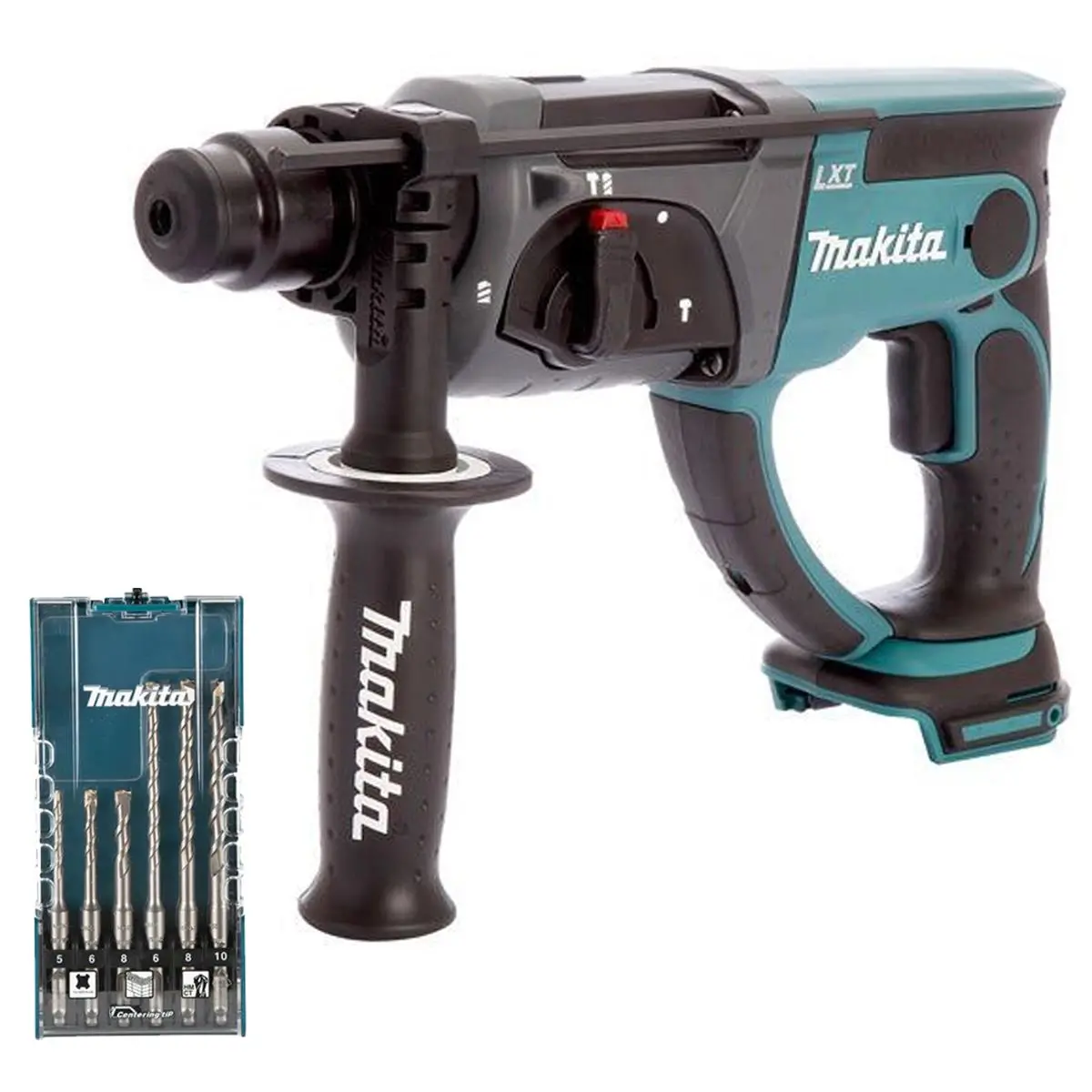 Makita Dhr202z 18V Sds+ Rotary Hammer Drill With 6 Piece Drill Bit Set 1