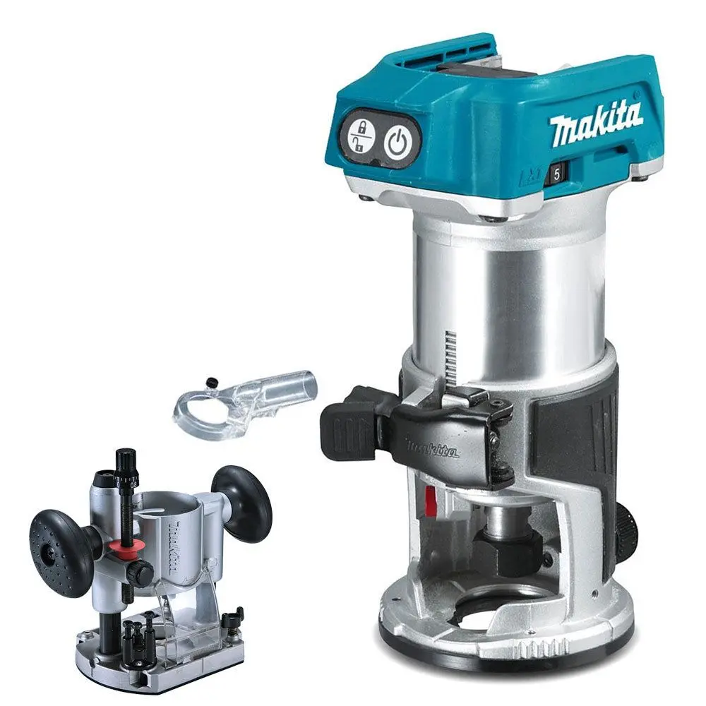 Makita Drt50z 18V Brushless Router Trimmer With Plunge Router Base & Dust Nozzle Set 1