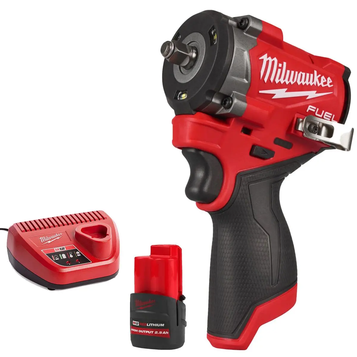 Milwaukee M12fciwf38g3-0 12V Brushless 3/8" Impact Wrench With 1 X 2.5Ah Battery & Charger 1