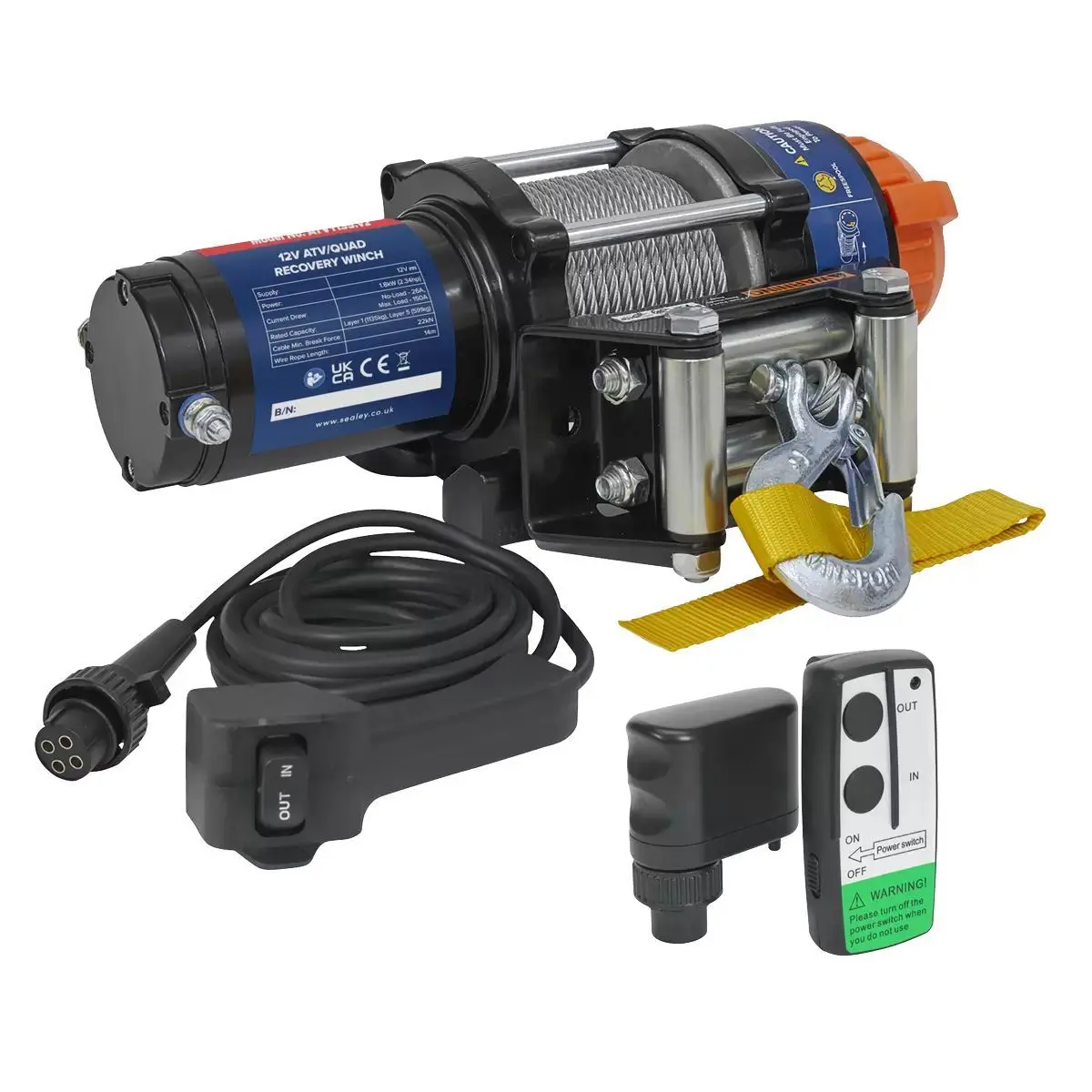 Sealey Atv1135kit 12V Wireless Winch Combo Kit 1.8Kw 1