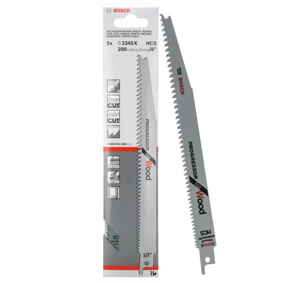 Bosch S 2345 X Reciprocating Saw Blades Progressor For Wood Pack Of 5 1
