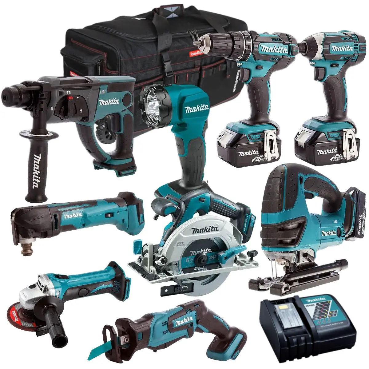 Makita 18V 9 Piece Combo Kit With 3 X 5.0Ah Batteries & Charger T4tkit-7315 1
