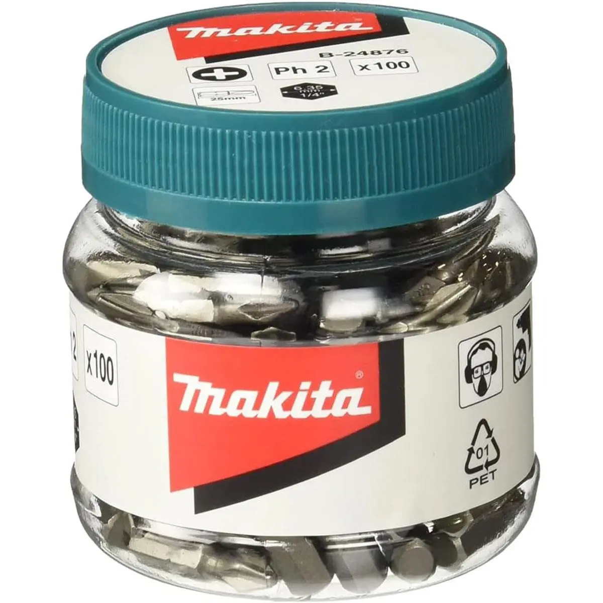 Makita B-24876 25Mm Ph2 Screw Bit In Jar 100 Piece 1