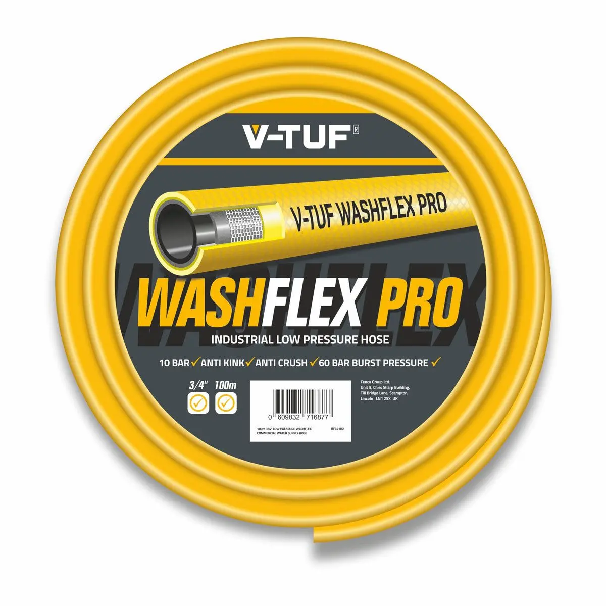 V-Tuf Bf34100 100M 3/4" Washflex Pro Low-Pressure Water Supply Hose For Reliable Performance 1