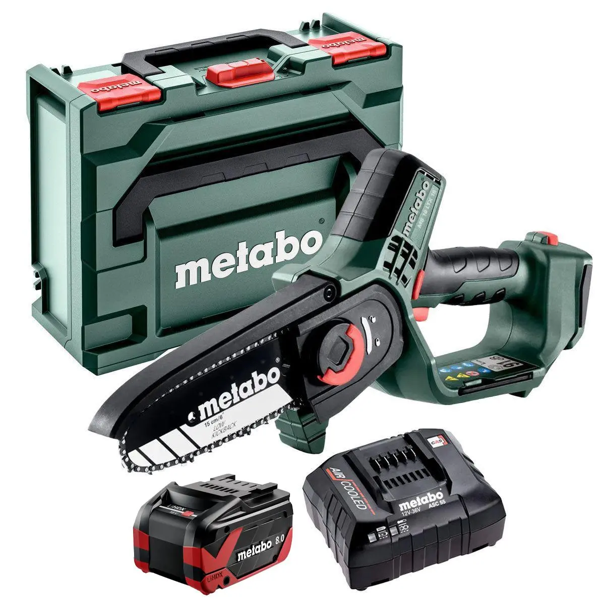 Metabo Ms 18 Ltx 15 18V 150Mm Pruning Saw With 1 X 8.0Ah Battery Charger & Metabox 1