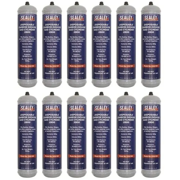 Sealey Co2/100/12 Disposable Carbon Dioxide Gas Cylinder 390G Box Of 12 1