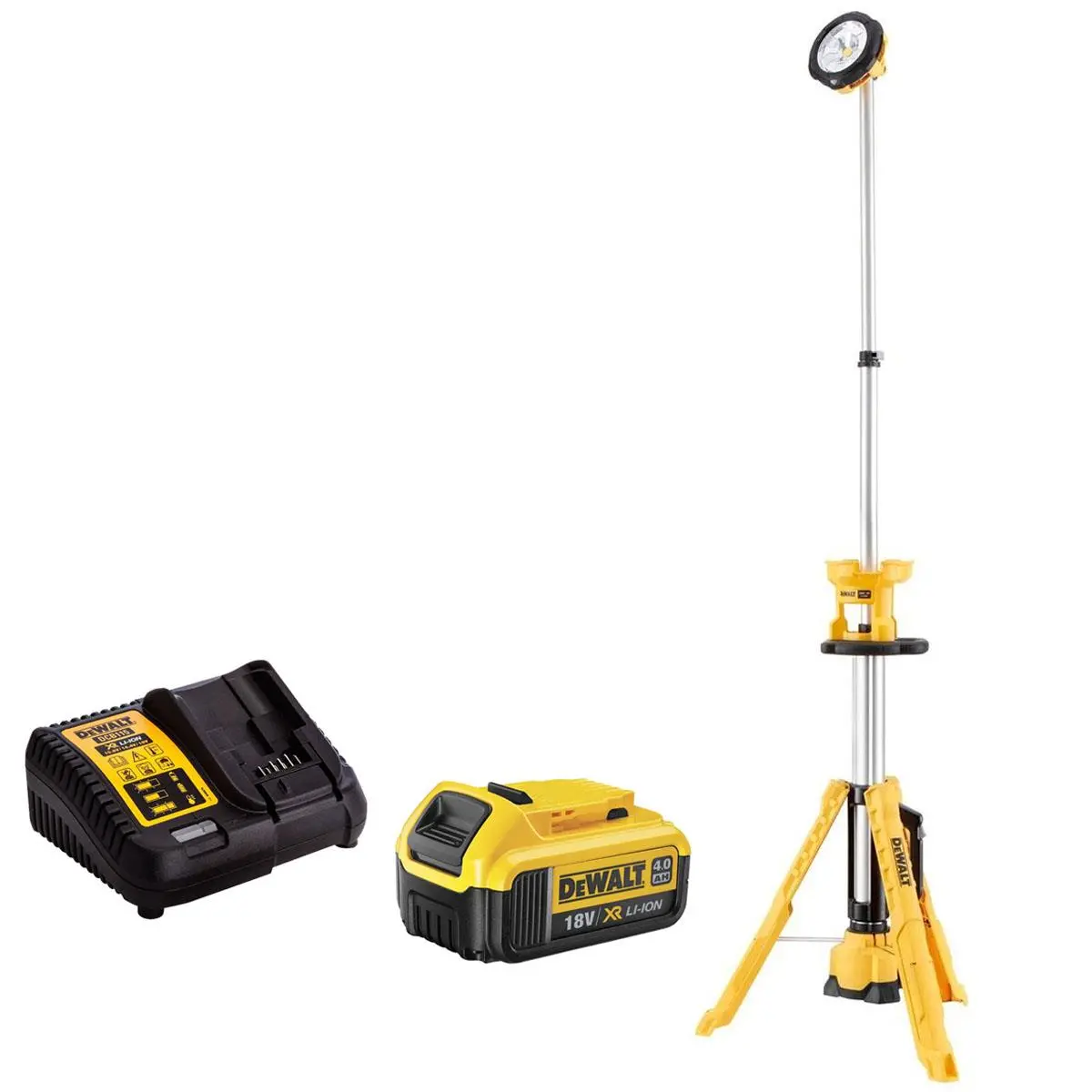 Dewalt Dcl079 18V Xr Led Tripod Light With 1 X 4.0Ah Battery & Charger 1
