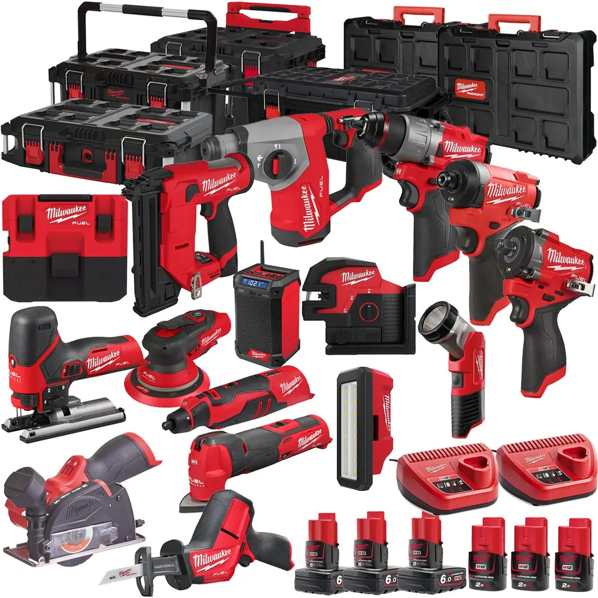 Milwaukee 12V 16 Piece Power Tool Kit With 6 X Batteries T4tkitm - 18467 1