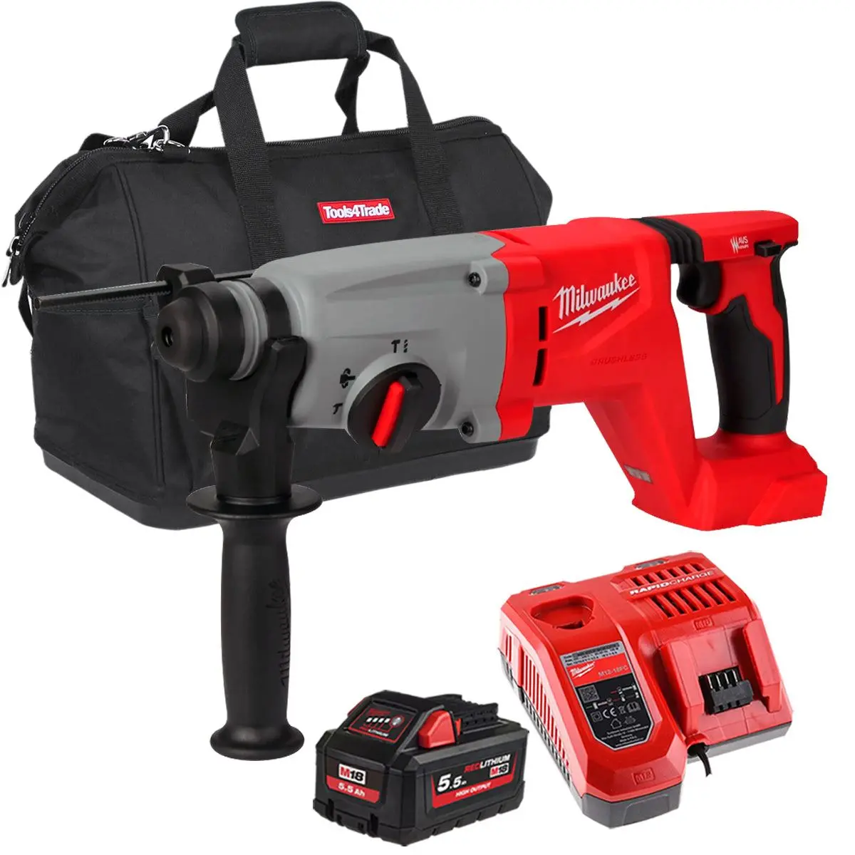 Milwaukee M18blhacd26-0 18V Brushless Sds+ D-Handle Rotary Hammer Drill With 1 X 5.5Ah Battery Charger & Bag 1