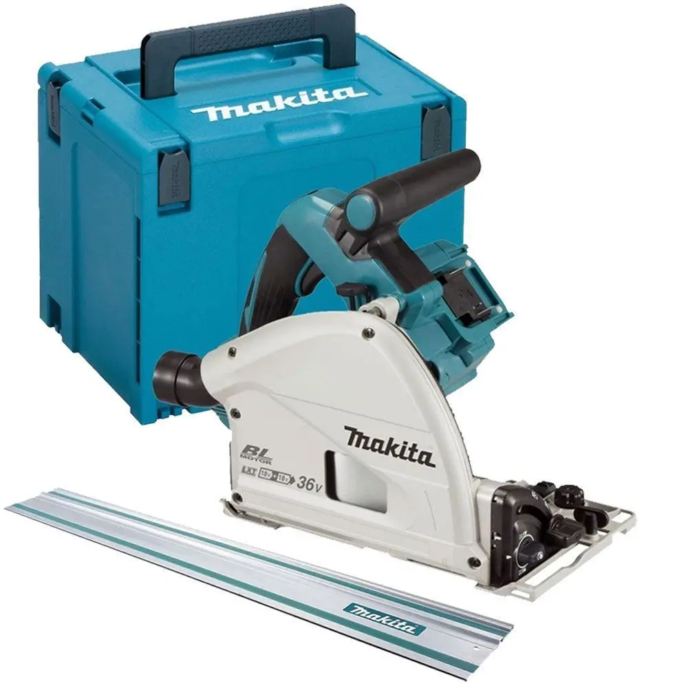 Makita Dsp600zj Twin 18V Lxt Brushless 165Mm Plunge Saw Body Only With Guide Rail 1