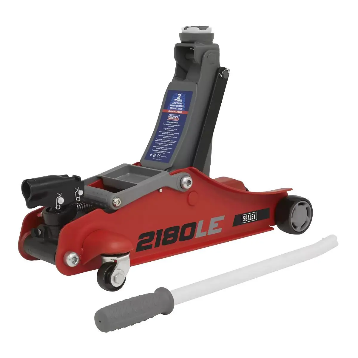 Sealey 2180Le 180° Handle Low Profile Short Chassis Trolley Jack 2 Tonne Red 1