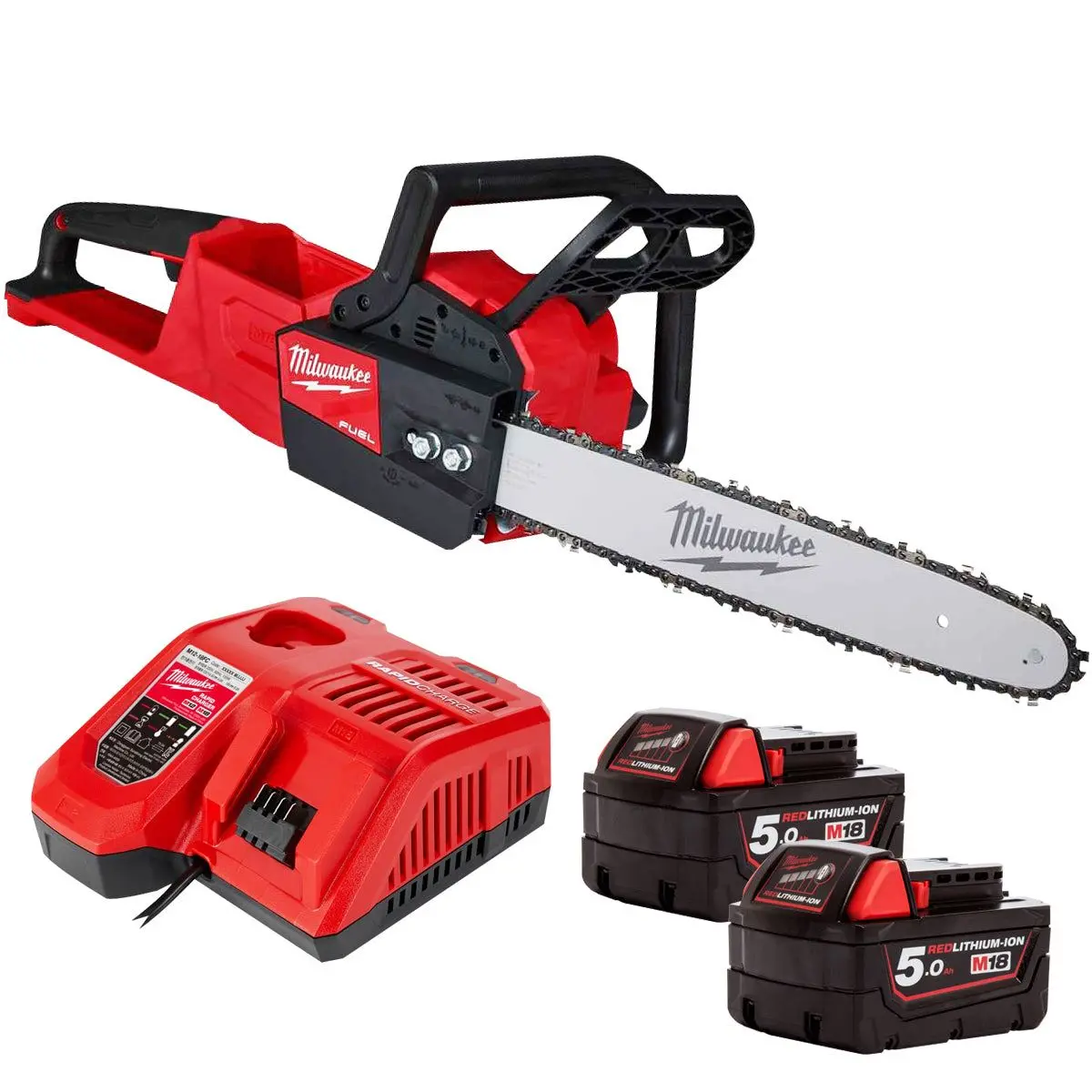 Milwaukee M18fchsc-0 18V Fuel Brushless Chainsaw With 2 X 5.0Ah Battery & Charger 1