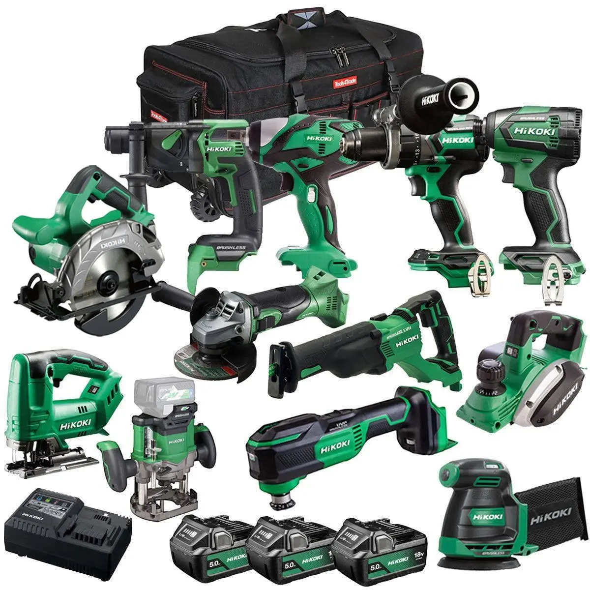 Hikoki 18V 12 Piece Power Tool Combo Kit With 3 X 5.0Ah Battery & Charger T4tkit-27287 1