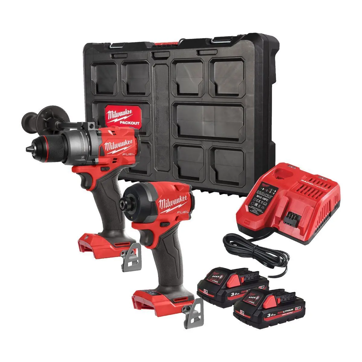 Milwaukee M18fpp2a3-302P 18V Fuel Brushless Combi Drill & Impact Driver With 2 X 3.0Ah Battery Charger & Case 4933499431 1