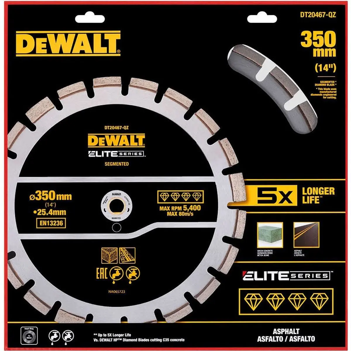 Dewalt 350Mm Elite Series Asphalt Diamond Segmented Wheel Blade Dt20467-Qz 2