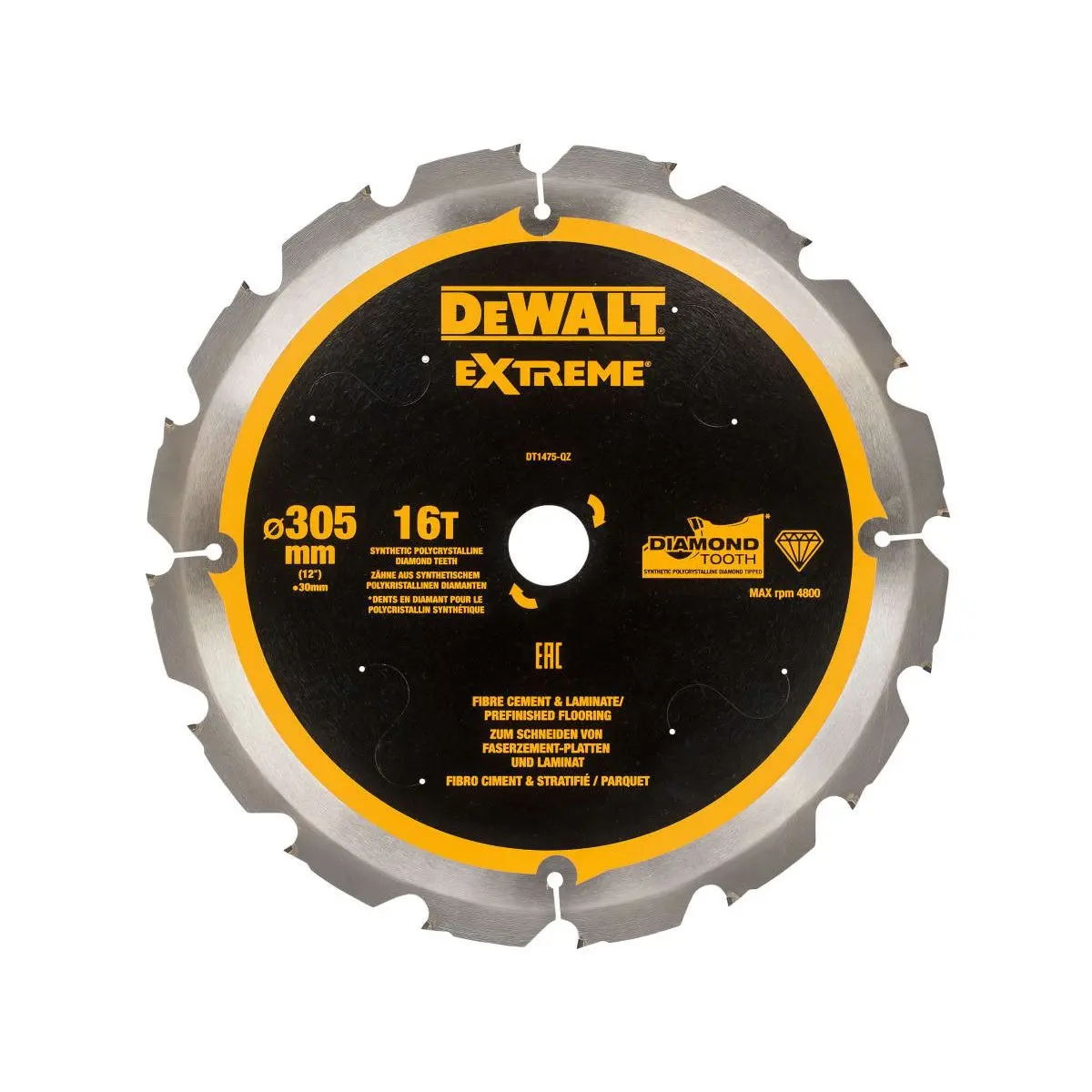 Dewalt Dt1475qz Extreme Pcd Fibre Cement Saw Blade 305Mm X 30Mm, 16 Teeth For Precision Cutting 1