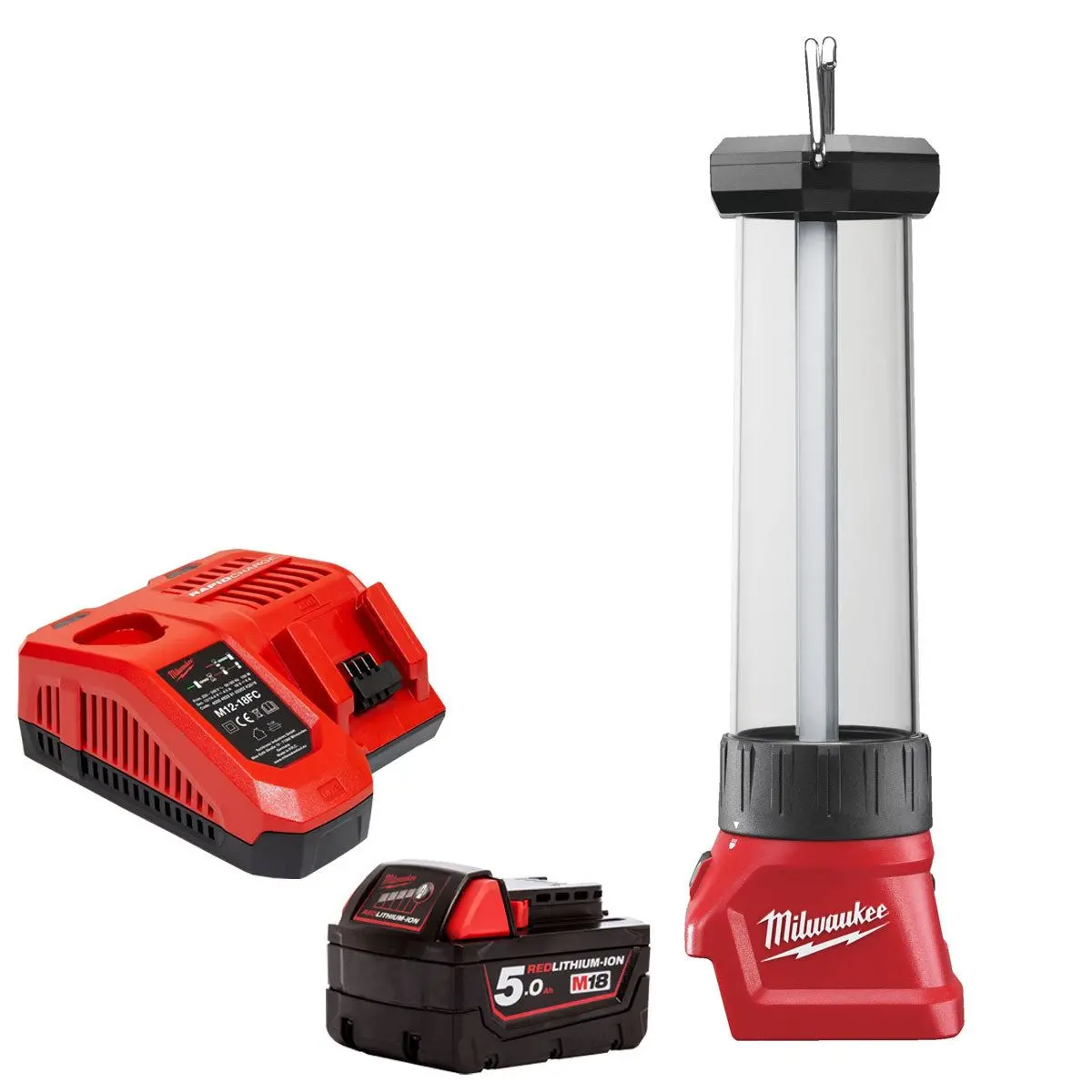 Milwaukee M18ll-0 18V Led Lantern Light With 1 X 5.0Ah Battery & Charger 1