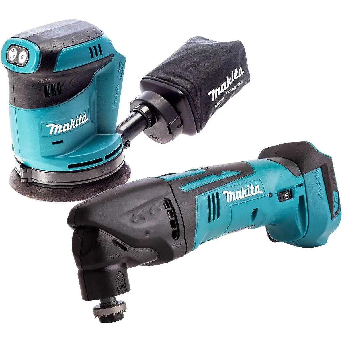 Makita 2 Piece 18V 125Mm Orbit Sander & Multitool Cutter Body Only 1