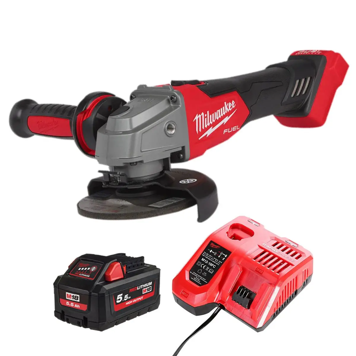Milwaukee M18fsag115x-0 18V 115Mm Fuel Brushless Angle Grinder With 1 X 5.5Ah Battery & Charger 1