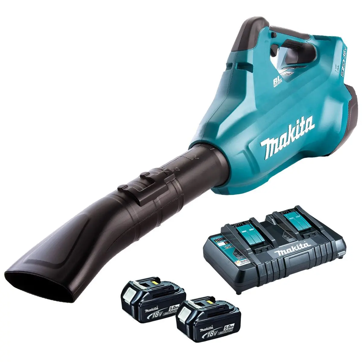 Makita Dub362pt2 36V Lxt Brushless Blower With 2 X 5.0Ah Batteries & Charger 1