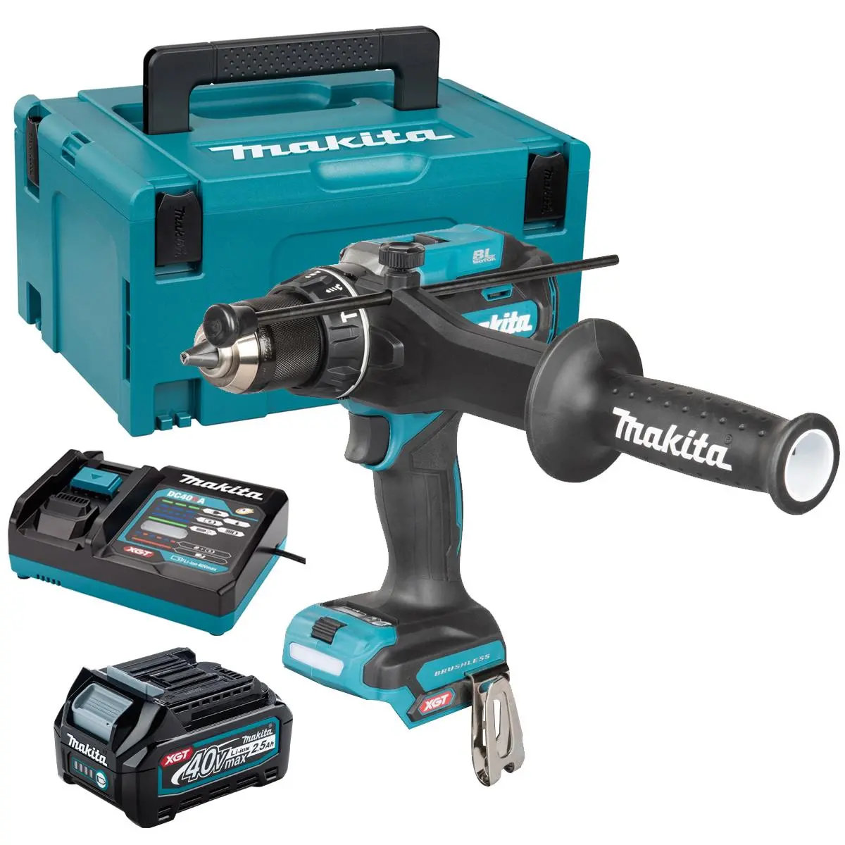 Makita Hp003gz01 40V Max Xgt Brushless Combi Drill With 1 X 2.5Ah Battery Charger & Case 1