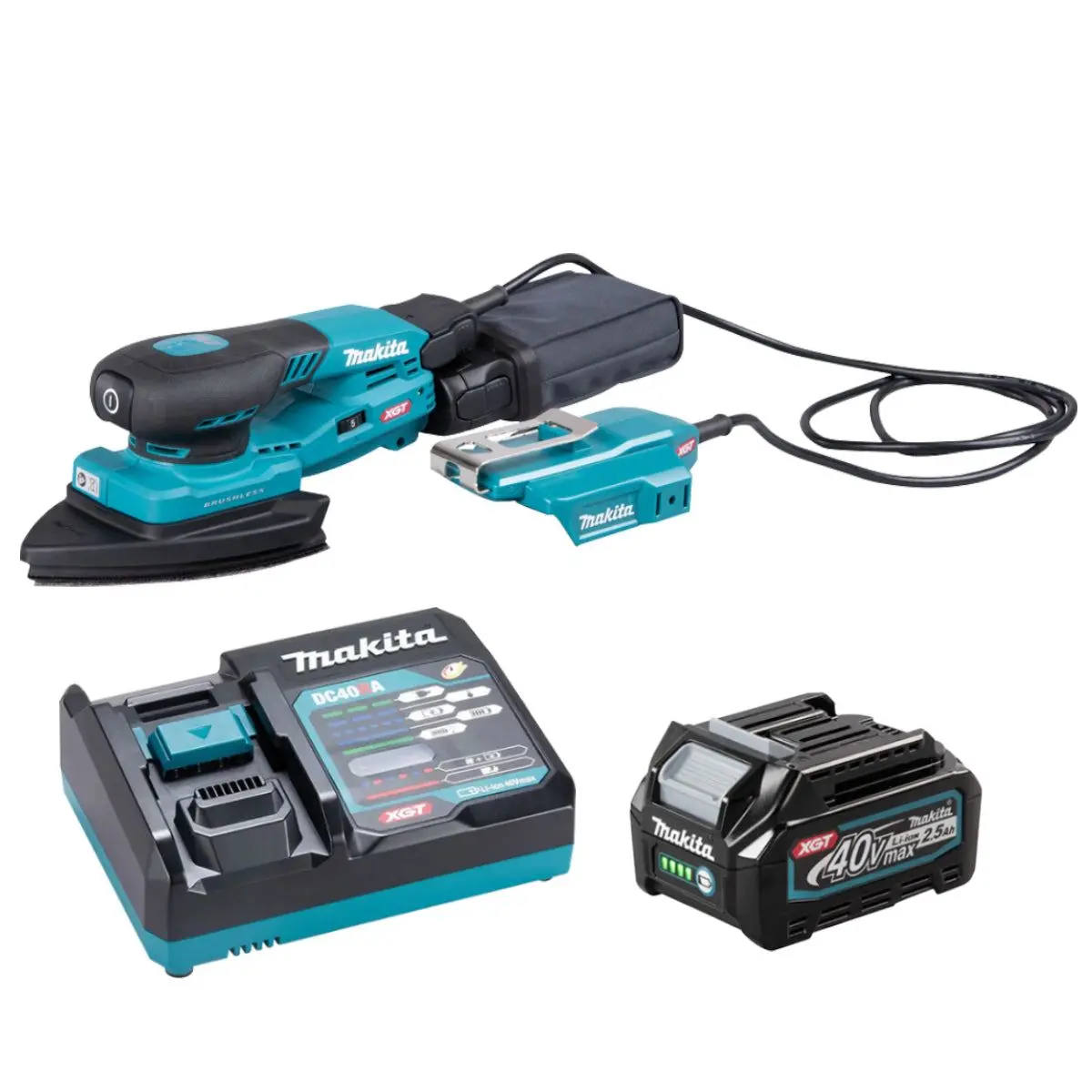 Makita Bo006cgz 40V Xgt 100 X 150Mm Brushless Orbital Sander With 1 X 2.5Ah Battery & Charger 1