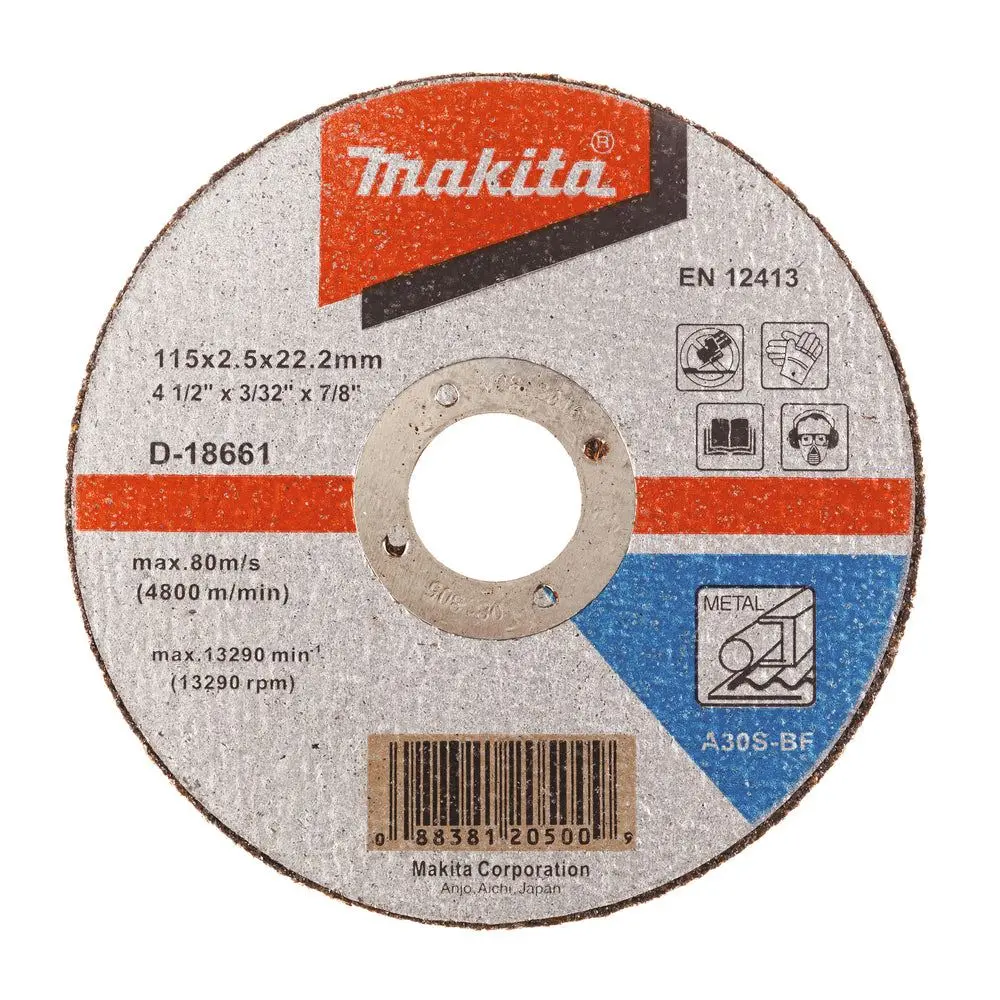 Makita D-18661 A30s Metal Cut-Off Wheel 115 X 2.5 X 22.23 Mm - Pack Of 1 1