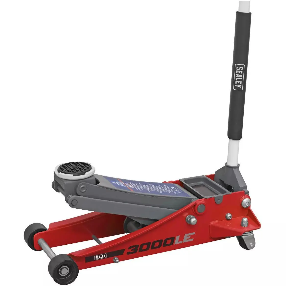 Sealey 3000Le Trolley Jack 3 Tonne Low Entry Rocket Lift Red Mechanics 2