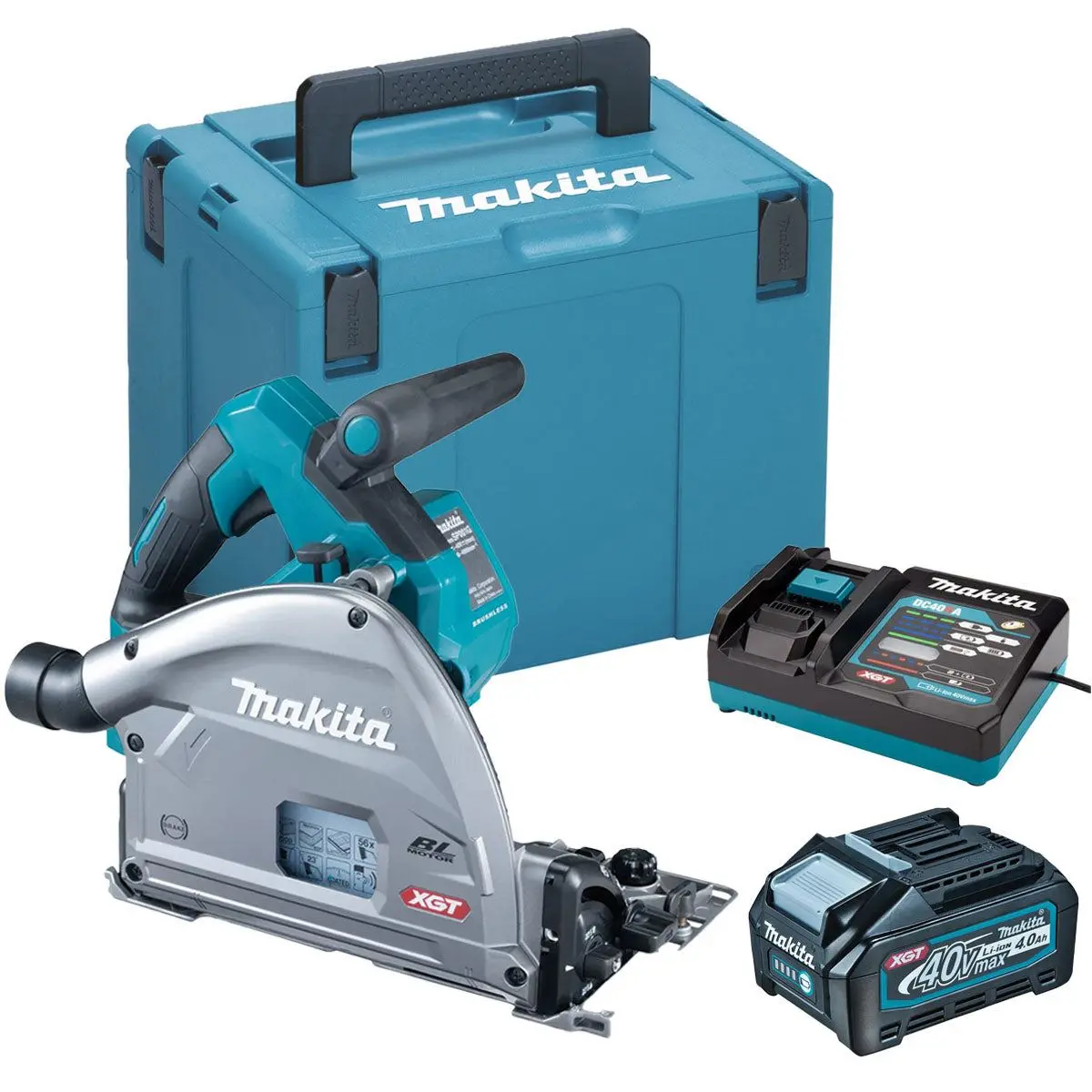 Makita Sp001gz03 40Vmax Xgt Brushless Plunge Saw With 1 X 4.0Ah Battery Charger & Case 1