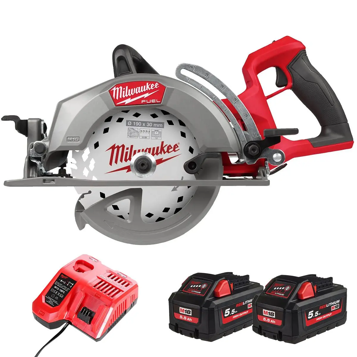 Milwaukee M18fcsrh662-0 M18 Fuel Gen 2 18V Brushless Circular Saw With 2 X 5.5Ah Battery & Charger 1