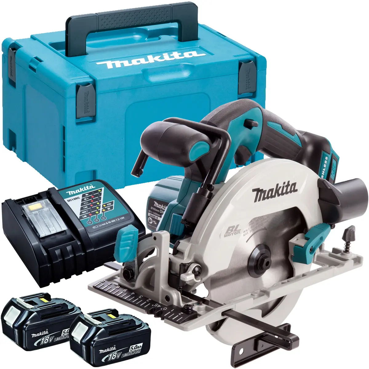 Makita Dhs680z 18V Brushless 165Mm Circular Saw With 2 X 5.0Ah Batteries & Charger In Case 1