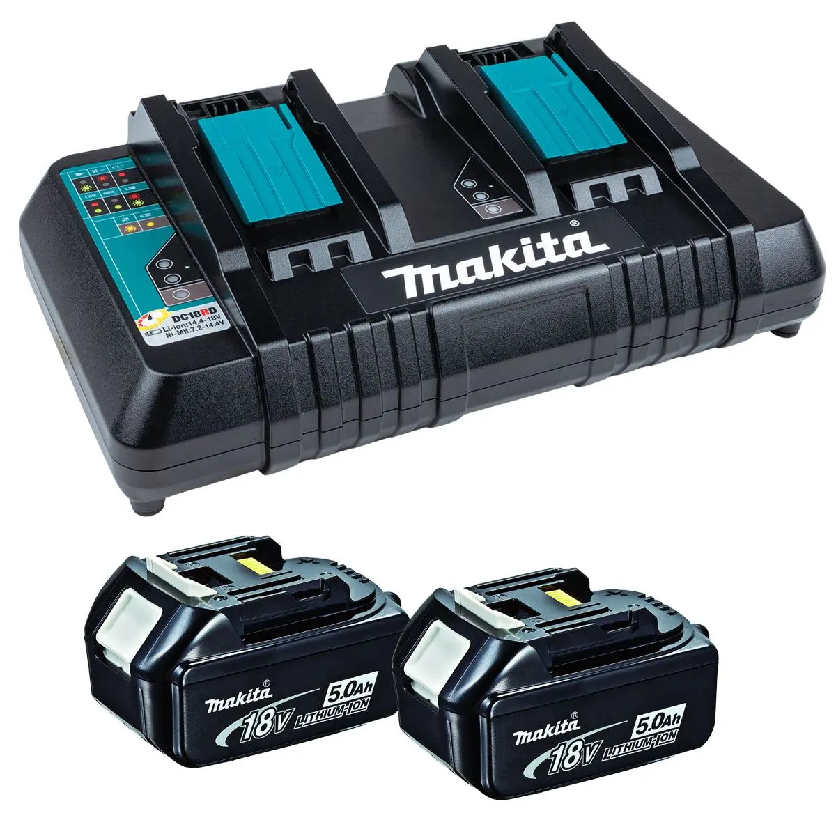 Makita Bl1850xdc18rd 18V 2 X 5.0Ah Batteries And Dual Port Charger 1