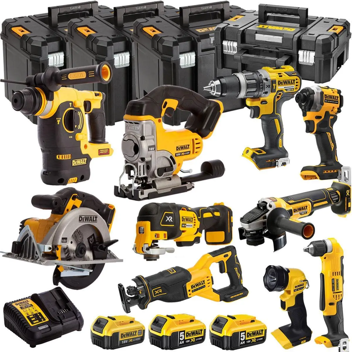 Dewalt 18V 10 Piece Combo Kit With 3 X Batteries & Charger T4tkit-1395 1