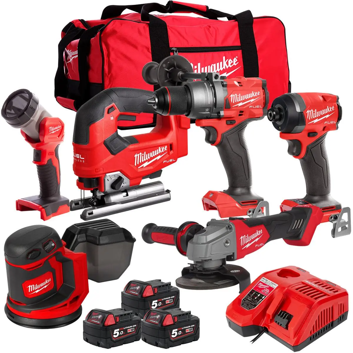 Milwaukee 18V 6 Piece Power Tool Kit With 3 X 5.0Ah Batteries T4tkitm-98 1