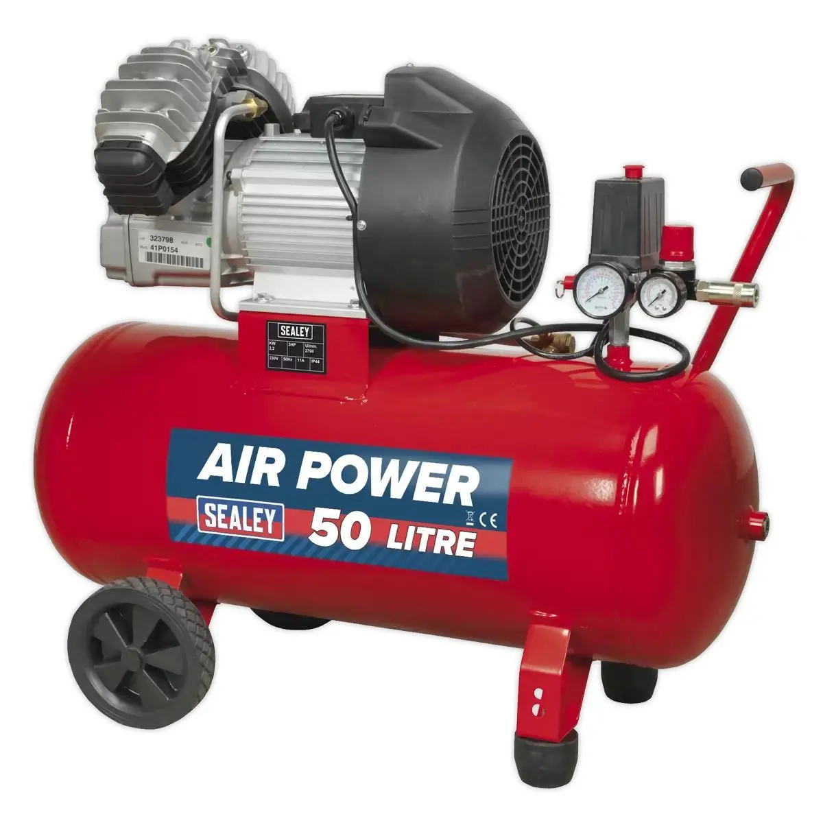 Sealey Sac05030v 50L V-Twin Direct Drive Air Compressor 230V/13A 1