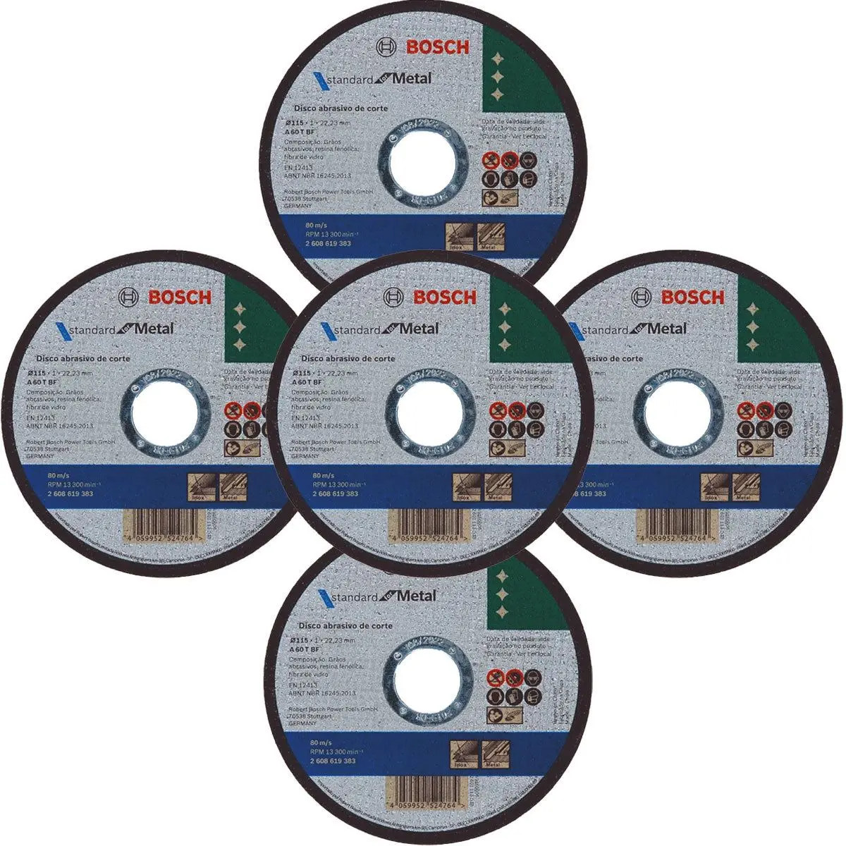 Bosch 2608619383 Metal Thin Cutting Disc 115Mm X 1Mm Pack Of 5 1