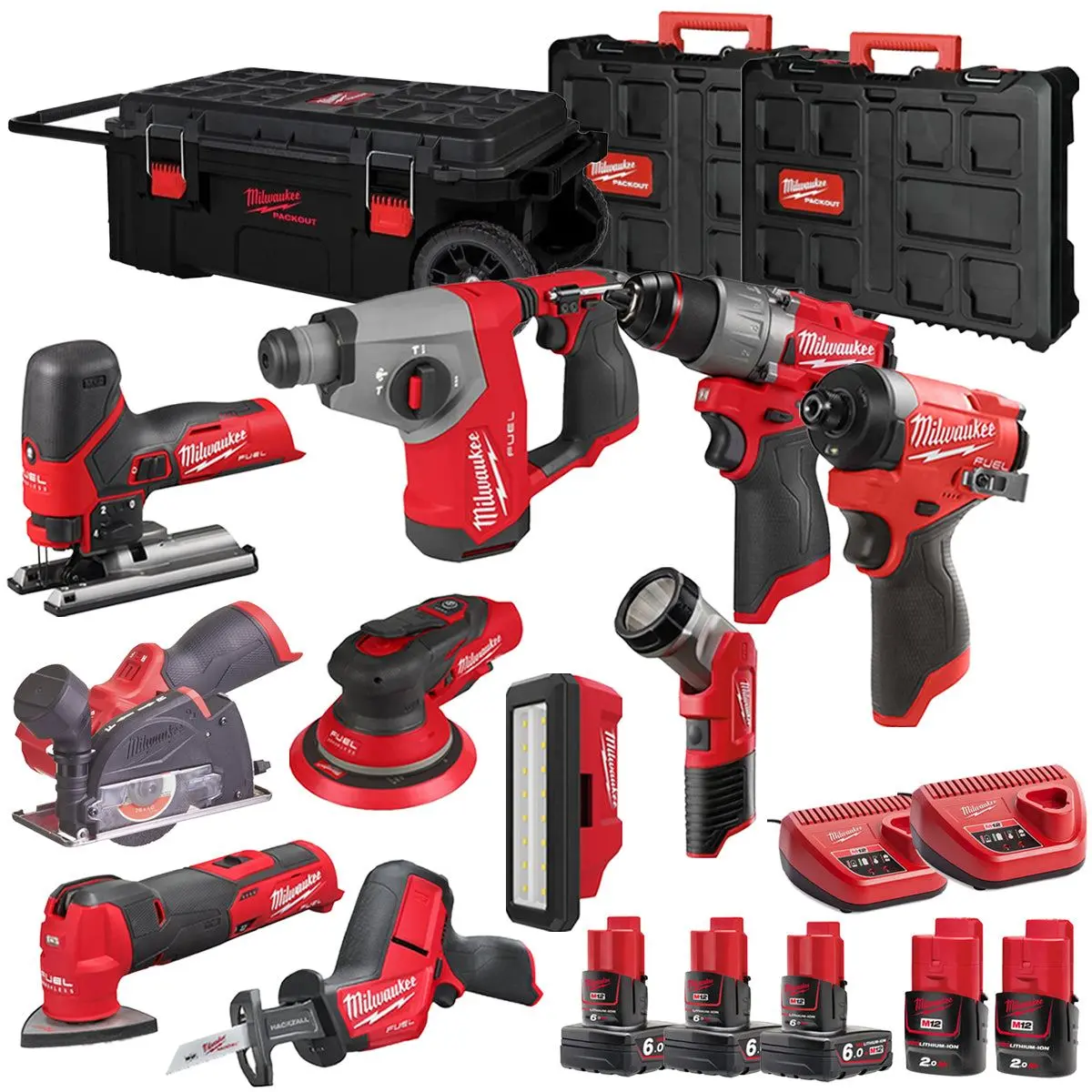 Milwaukee 12V 10 Piece Power Tool Kit With 5 X Batteries T4tkitm - 18473 1