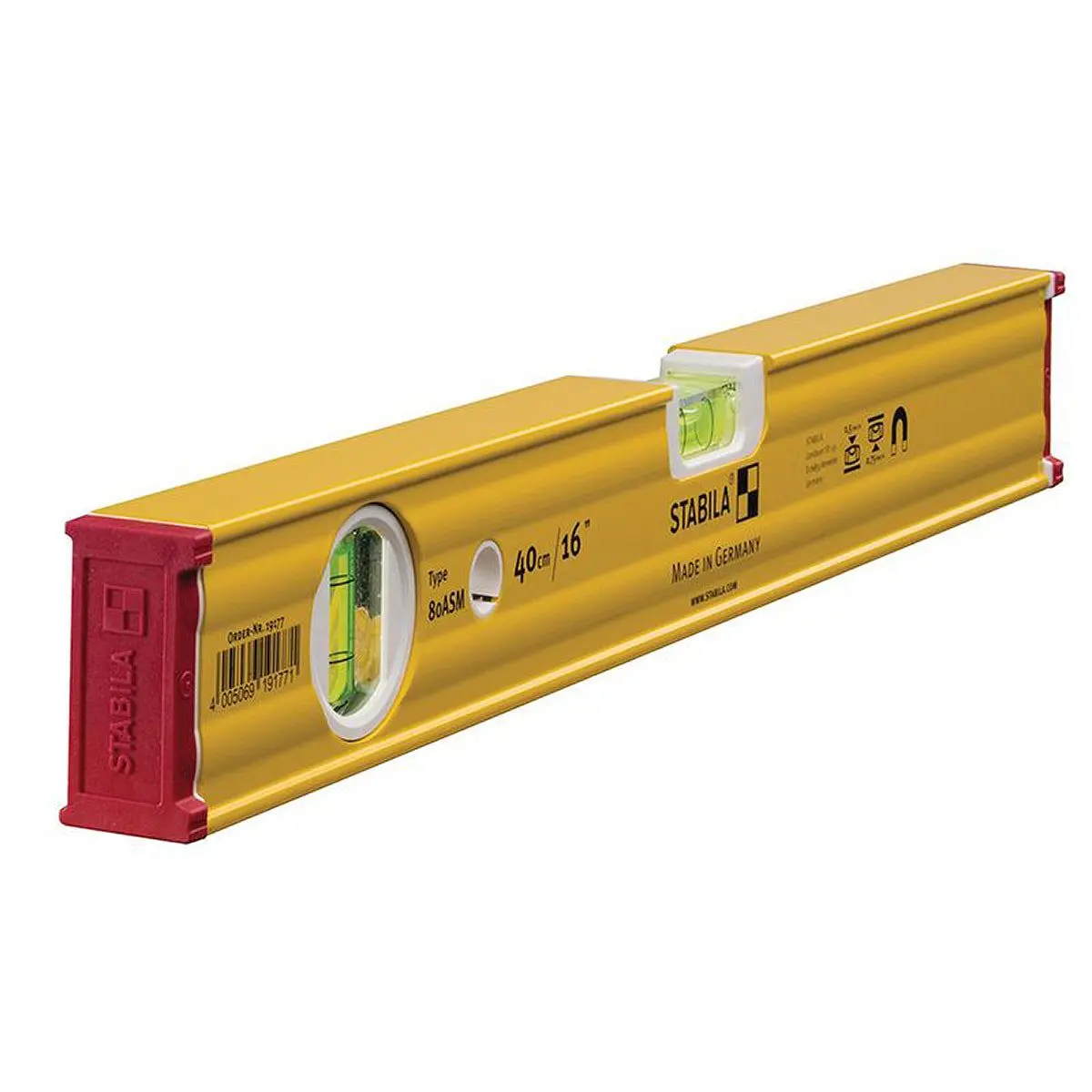 Stabila Stb80asm-40 80Asm 16"/40Cm Magnetic Level 2 Vial - 19177 1