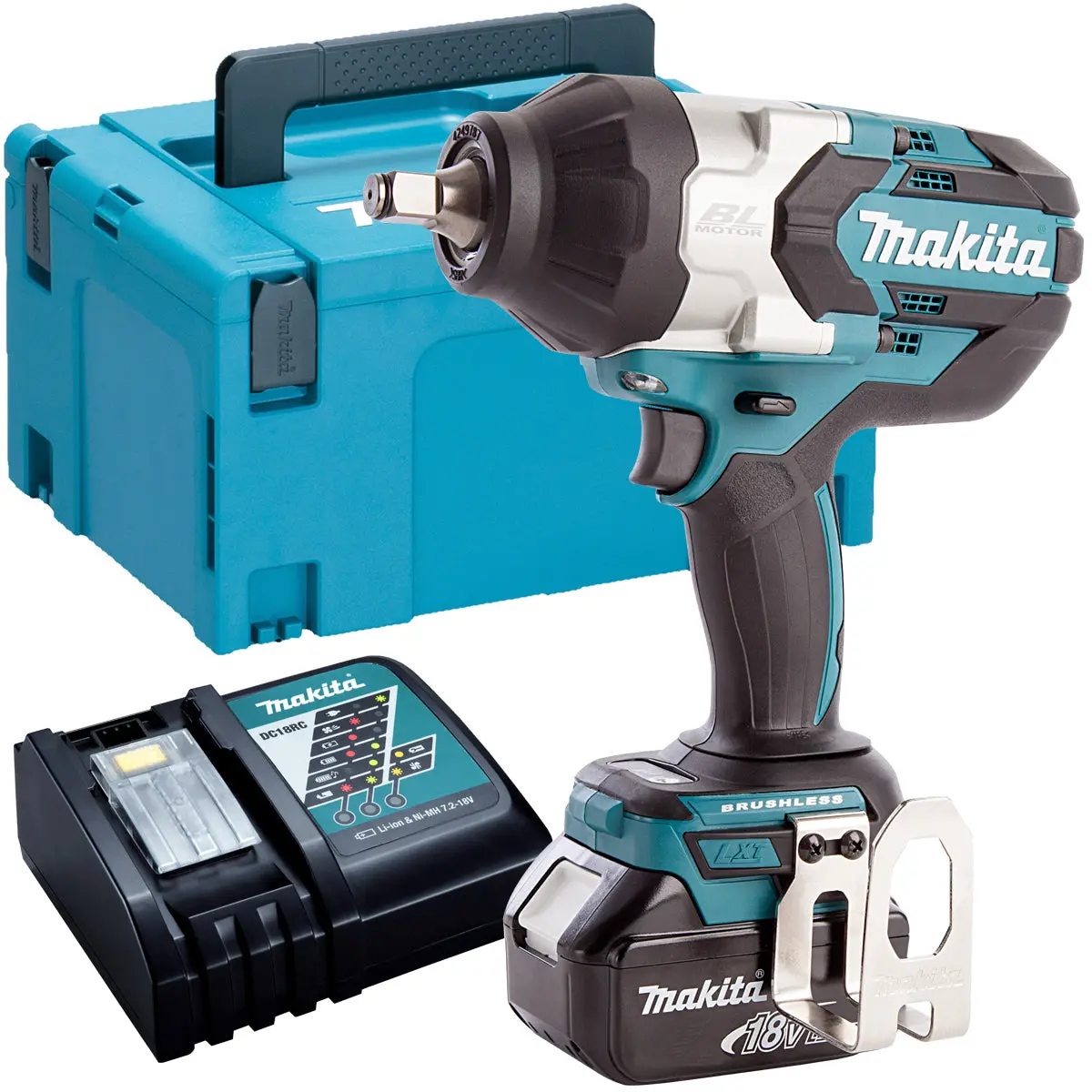 Makita Dtw1002z 18V Brushless Impact Wrench With 1 X 5.0Ah Battery & Charger In Case 1