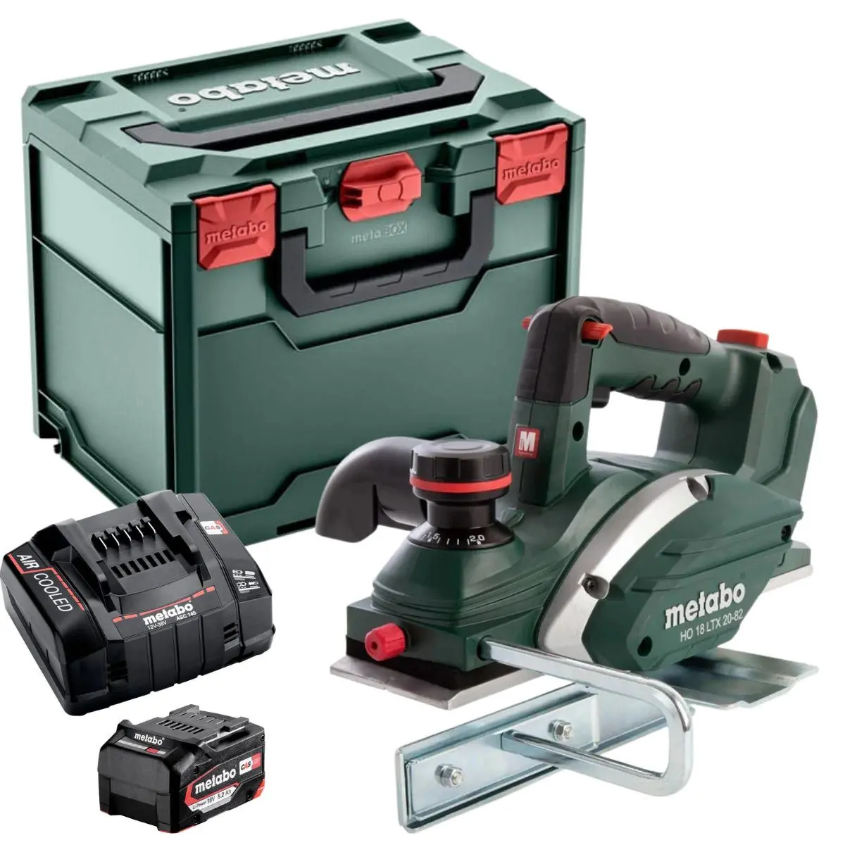 Metabo Ho 18 Ltx 20-82 18V Cordless Planer With 1 X 5.2Ah Battery Charger & Metabox 1