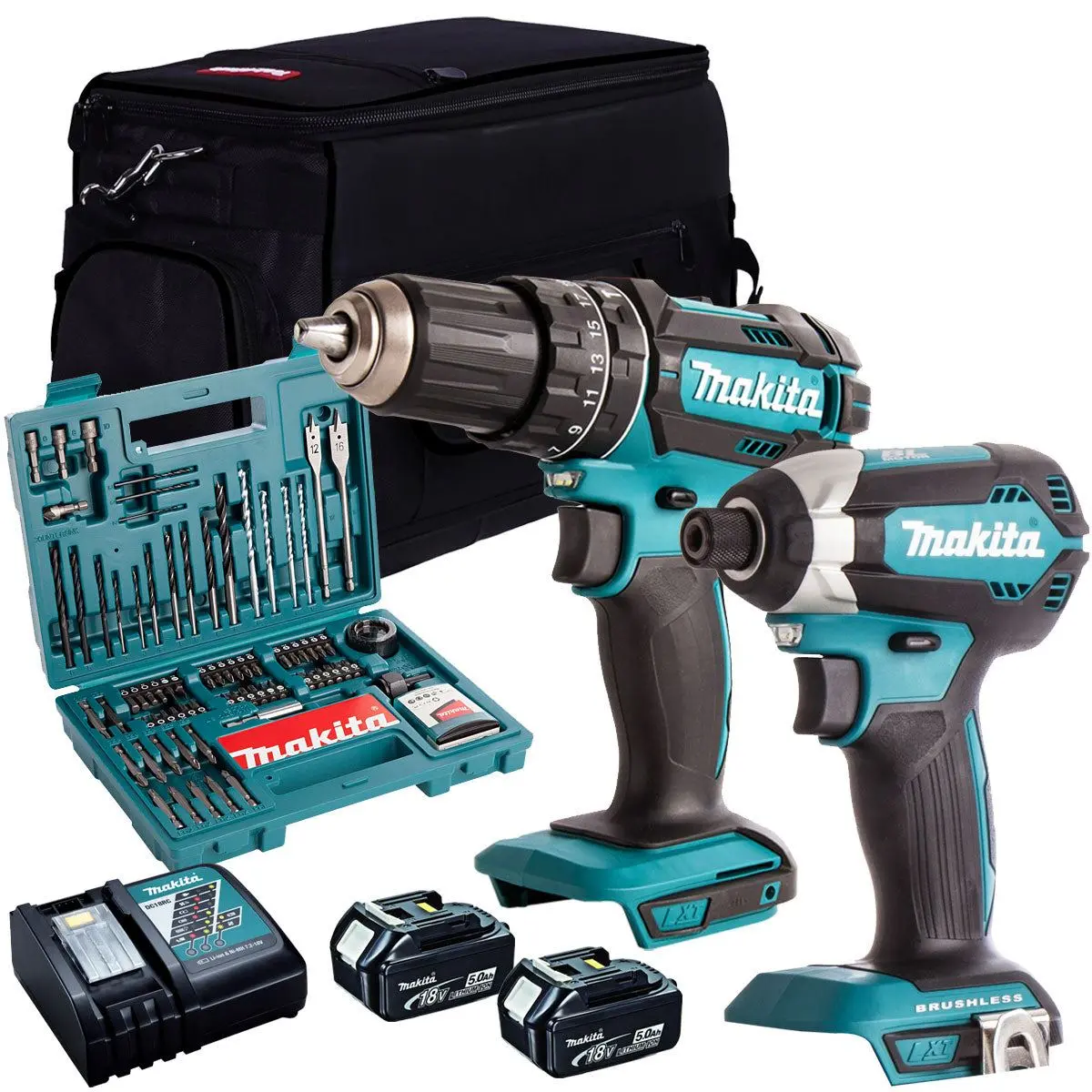 Makita 18V Impact Driver & Combi Drill With 2 X 5.0Ah Battery T4tkit-801 1