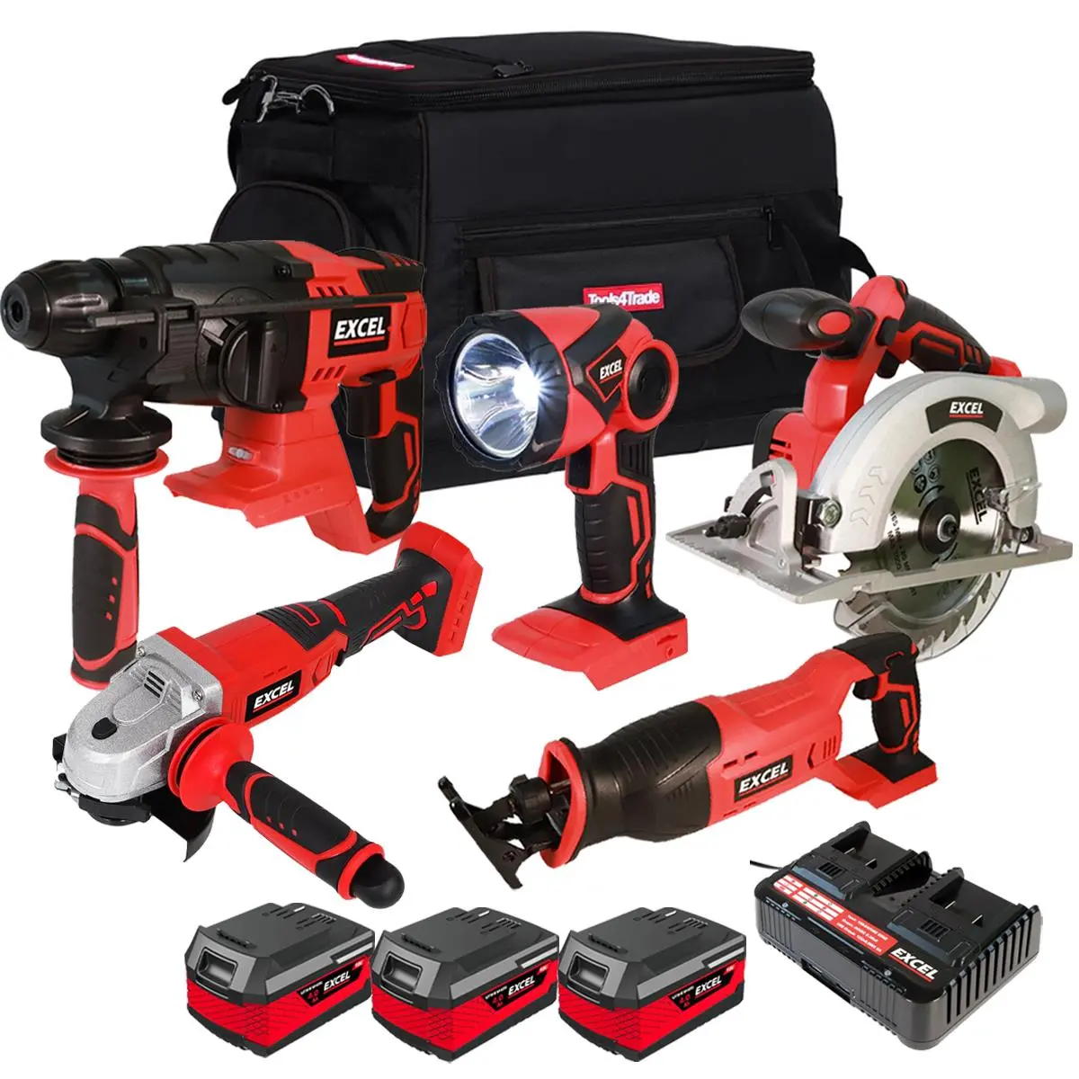 Excel 18V 5 Piece Combo Kit With 3 X 4.0Ah Battery & Charger Exl10189 1