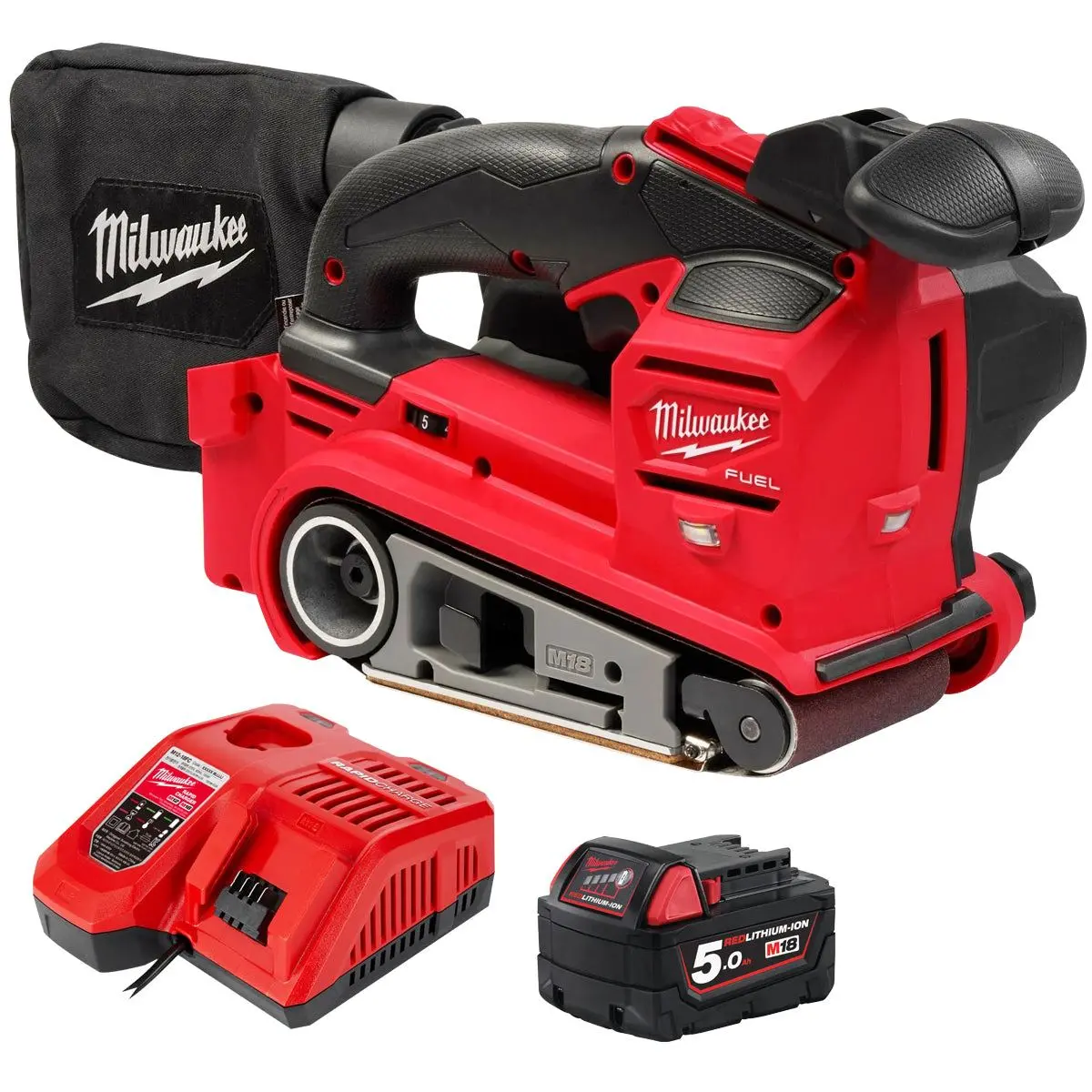 Milwaukee M18fbts75-0 18V Fuel Brushless 75Mm Belt Sander With 1 X 5.0Ah Battery & Charger 1