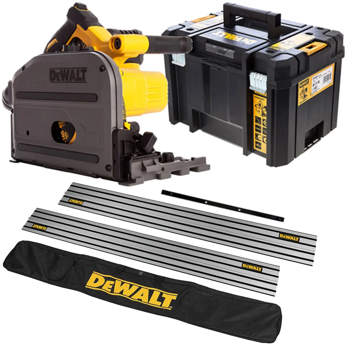Dewalt Dcs520nt 54V Xr Flexvolt Brushless 165Mm Plunge Saw With 2 X 1.5M Guide Rail & Case + Rail Bag 1