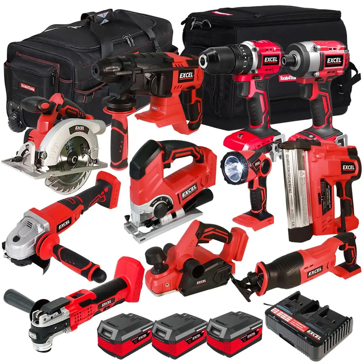 Excel 18V Cordless 11 Piece Tool Kit With 3 X 4.0Ah Batteries & Charger In Bag Exl5062 1