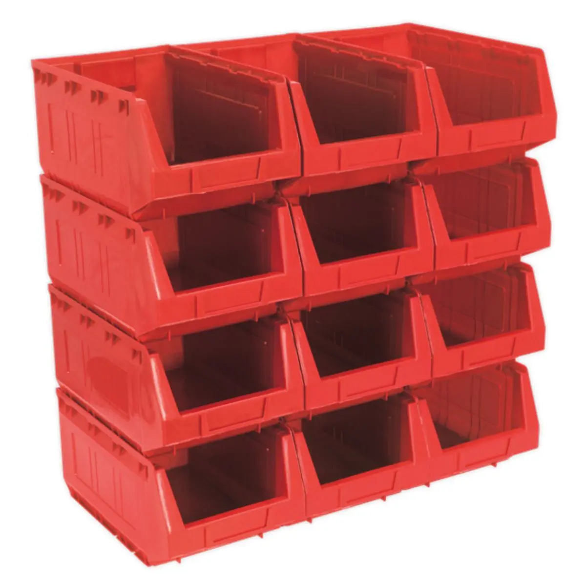 Sealey Tps412r Plastic Storage Bin Red -Pack Of 12 1