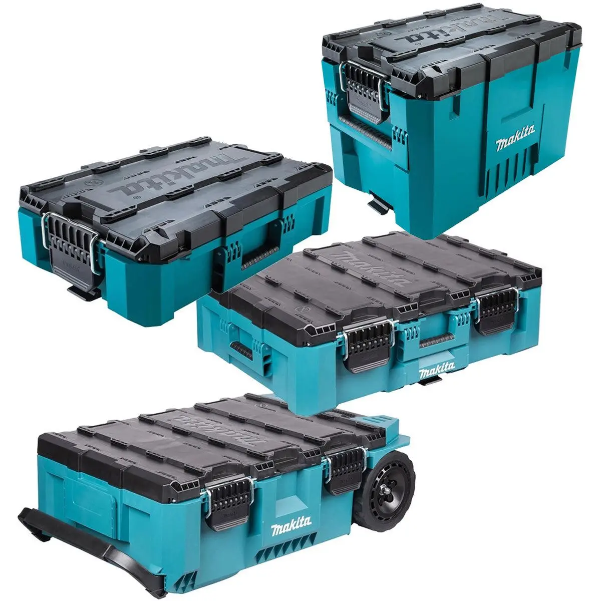 Makita Maktrak 4 Piece Modular Tool Storage Set Rolling Chest, Large, Extra Large & Medium Box 1