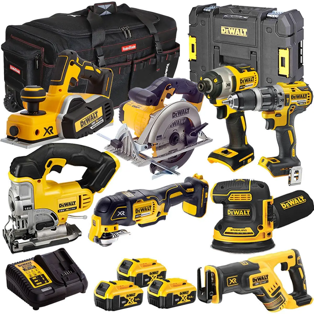 Dewalt 18V 8 Piece Power Tool Kit With 3 X 5.0Ah Battery & Charger T4tkit-9757 1